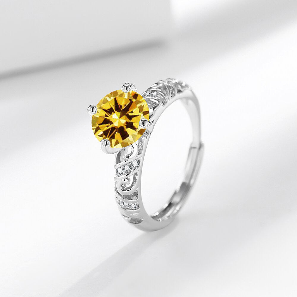 Open-ring Womens Ring With 2-carat Gemstone