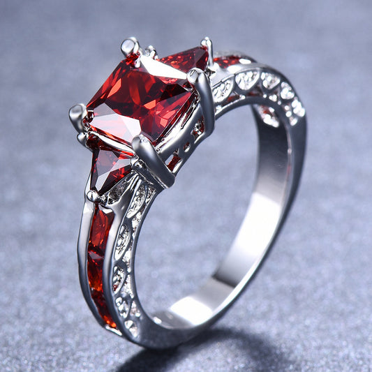 Womens Copper Ring Inlaid With Black Zirconia