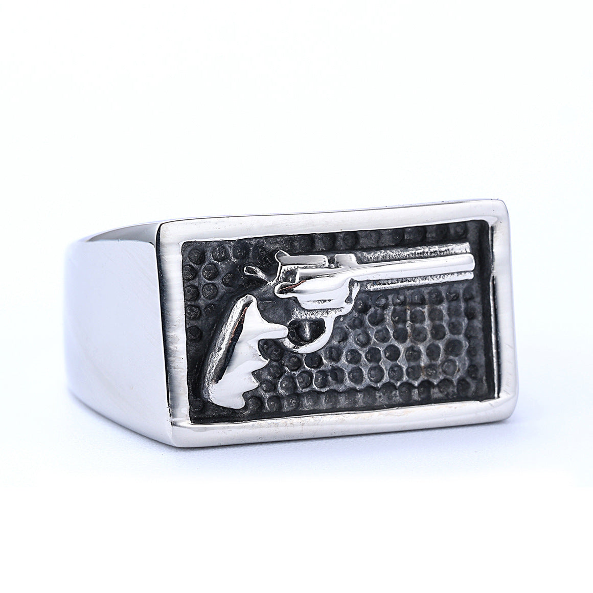 Stainless Steel Men's Pistol Ring