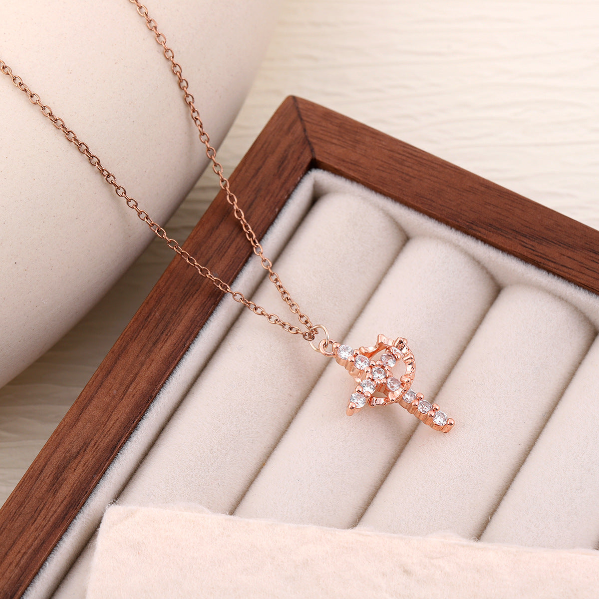 Rotatable Crown Cross Necklace For Women Unique, Niche, And Personalized Style
