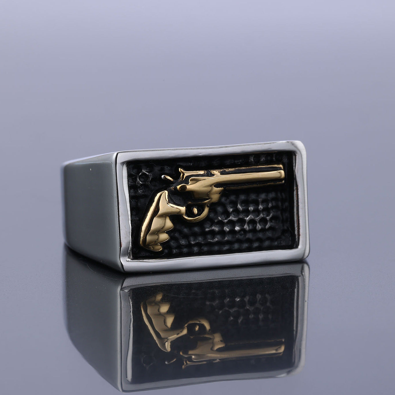 Stainless Steel Men's Pistol Ring