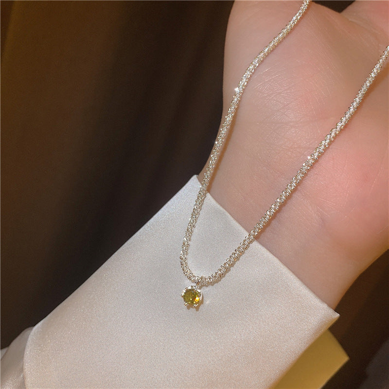 Babys Breath Green Diamond Necklace For Women