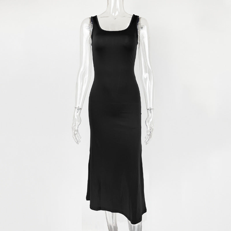 Slimming Square-Neck Elegant Sleeveless Tank Dress For Women