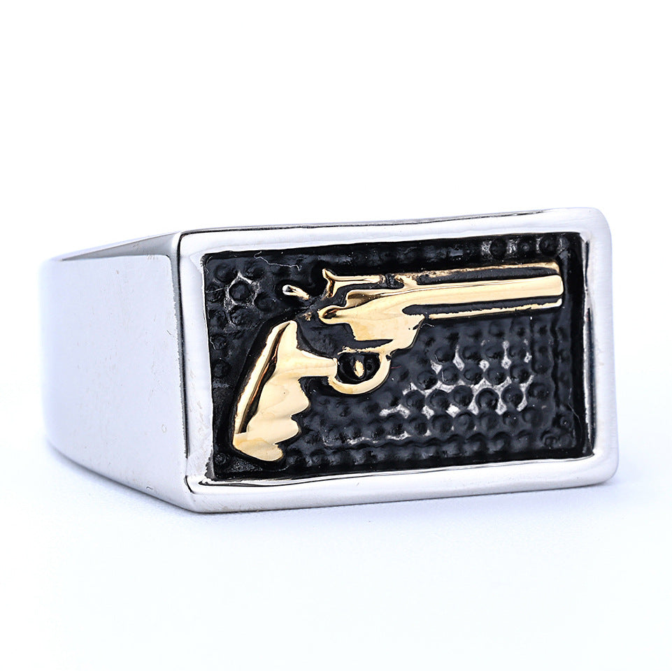 Stainless Steel Men's Pistol Ring