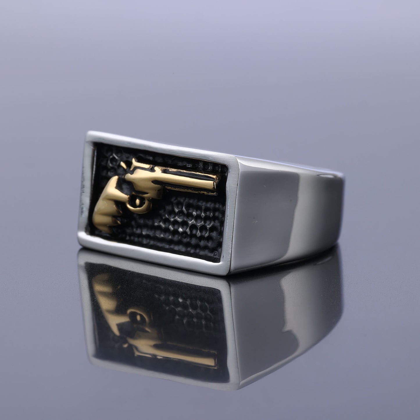 Stainless Steel Men's Pistol Ring