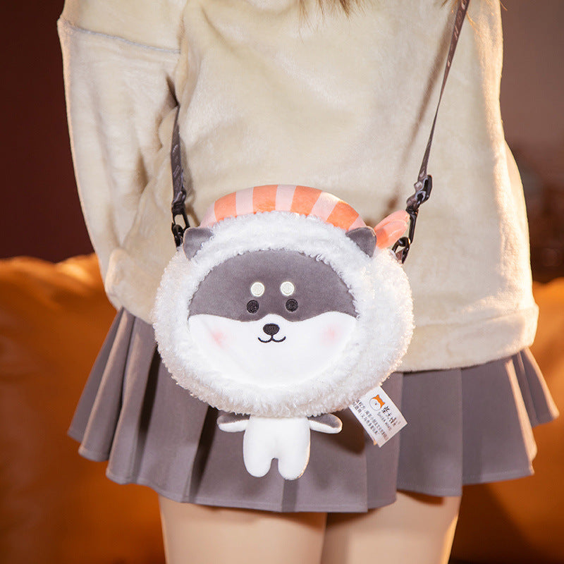 Cartoon Sushi Plush Doll Cute Shiba Inu Hand Holding Backpack