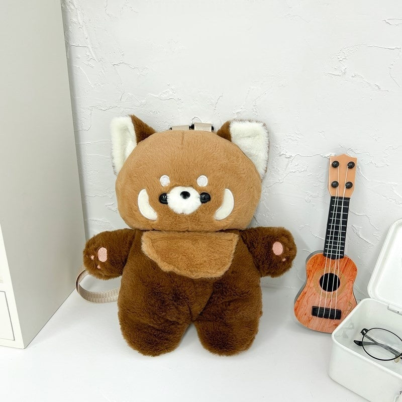 Good-looking Lesser Panda Figurine Doll Backpack Cute Plush Bag Backpack Doll Raccoon Doll Schoolbag