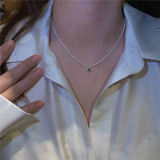 Babys Breath Green Diamond Necklace For Women