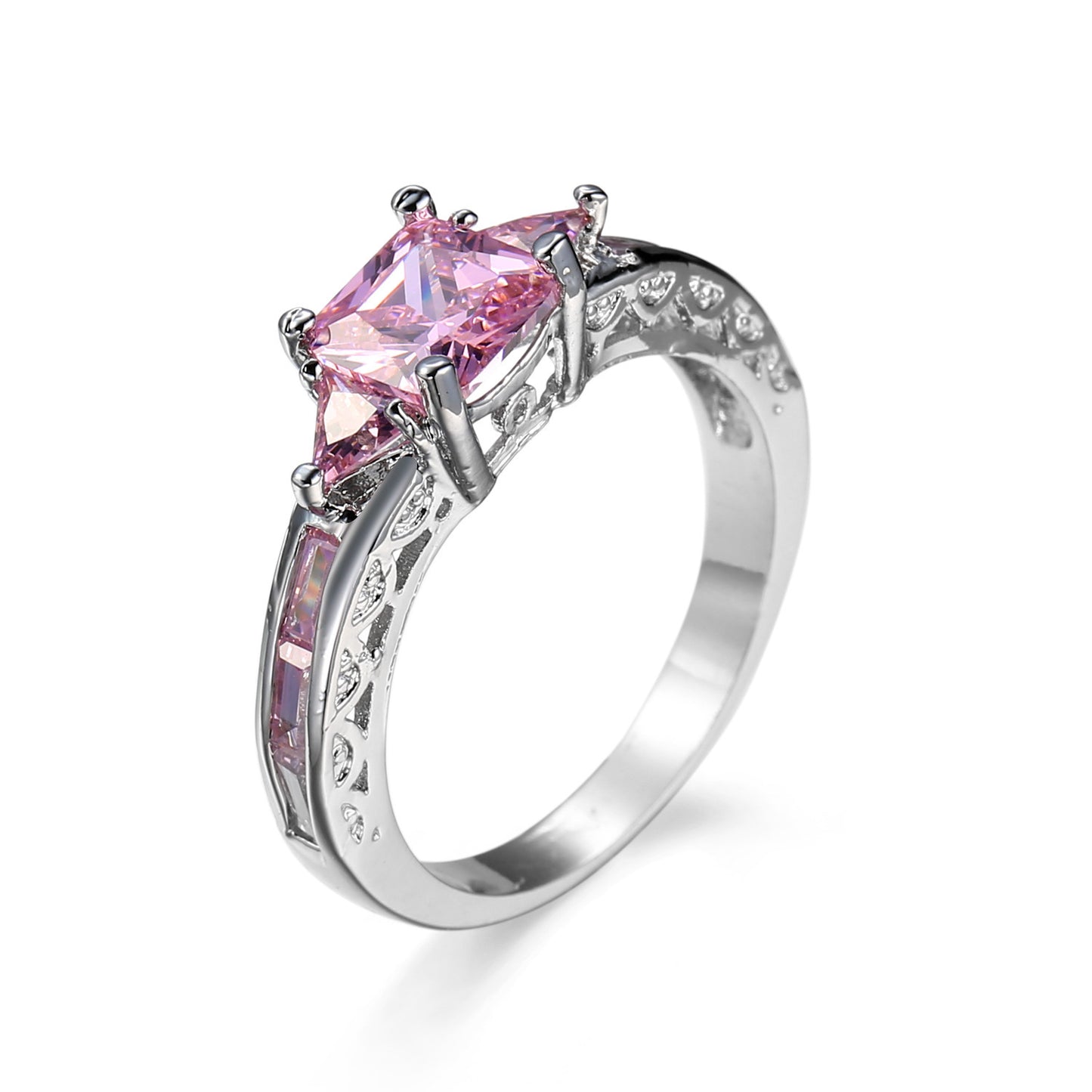 Womens Copper Ring Inlaid With Black Zirconia