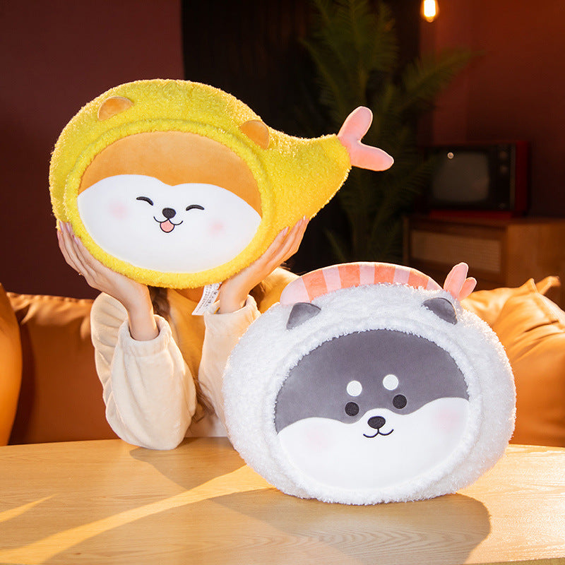Cartoon Sushi Plush Doll Cute Shiba Inu Hand Holding Backpack