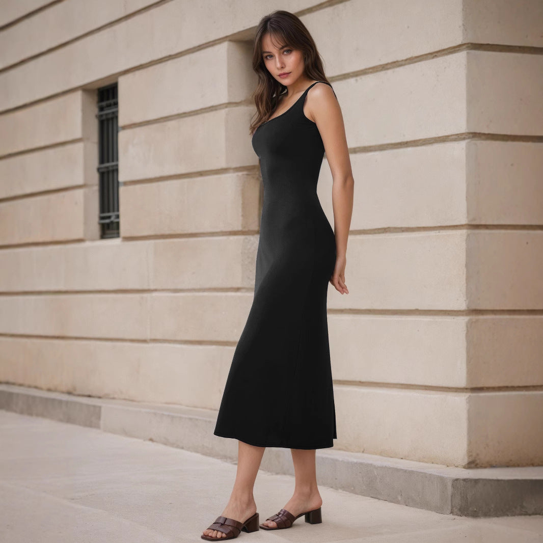 Slimming Square-Neck Elegant Sleeveless Tank Dress For Women