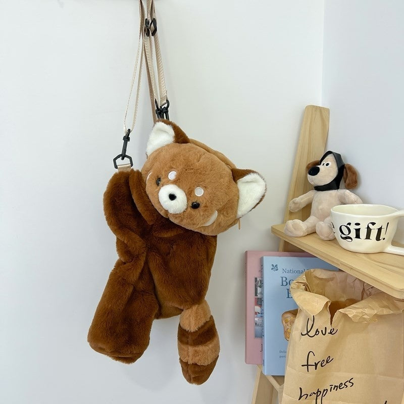 Good-looking Lesser Panda Figurine Doll Backpack Cute Plush Bag Backpack Doll Raccoon Doll Schoolbag